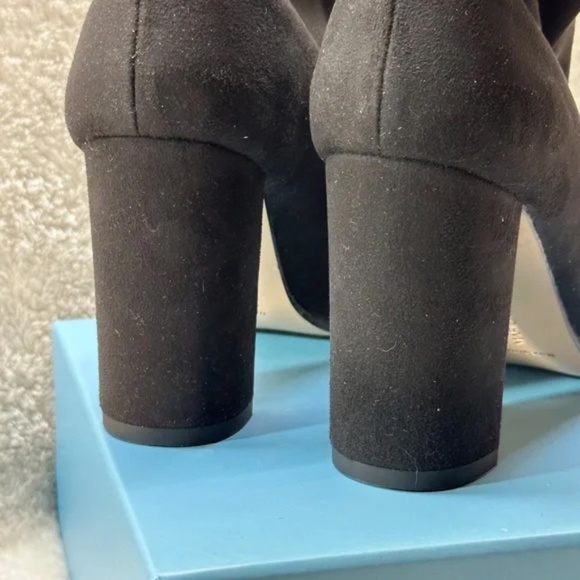 Marion Parke $650 Kate Black Stretch Suede Gold Heel Bootie  Marion Parke $650 Kate Black Stretch Suede Gold Heel Bootie EU 36.5 US 6.5
